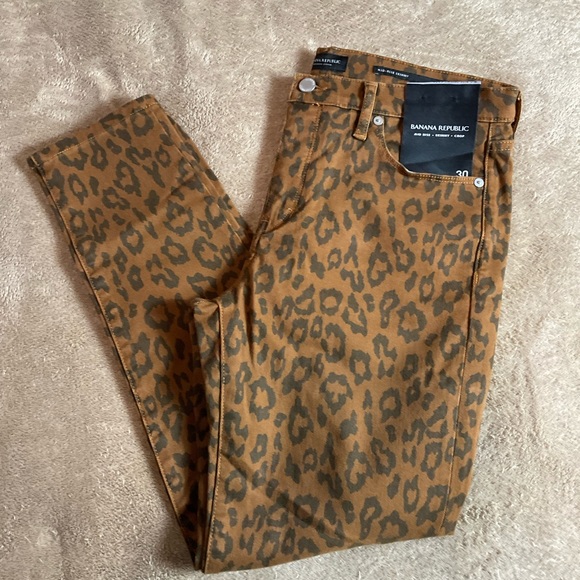 Banana Republic Denim - Banana Republic Brown Leopard Mid Rise Skinny Crop Jeans Sz 30